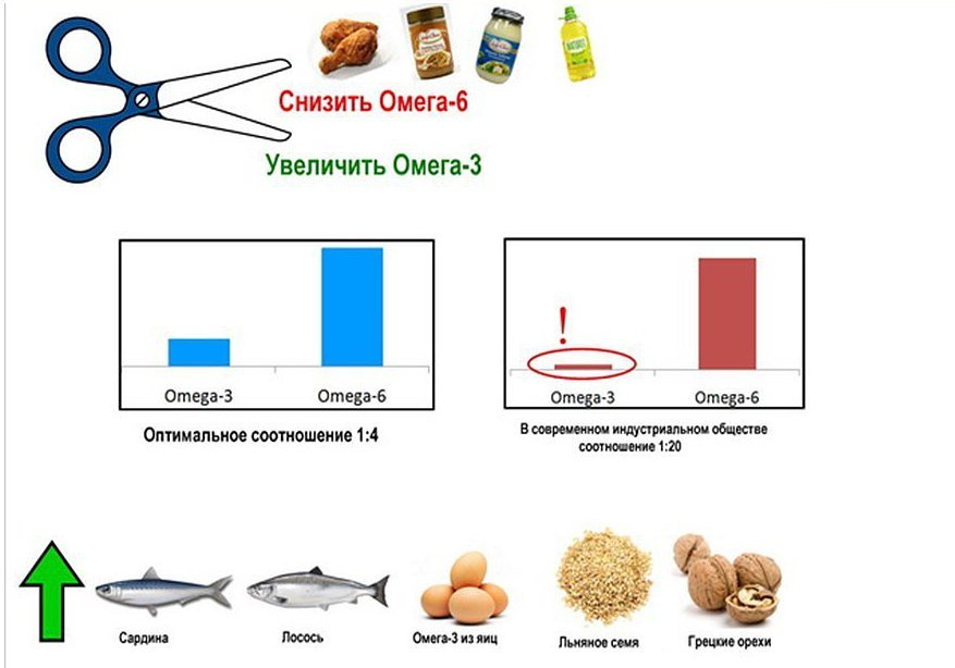 Оптимальное соотношение омега-3 и омега-6.