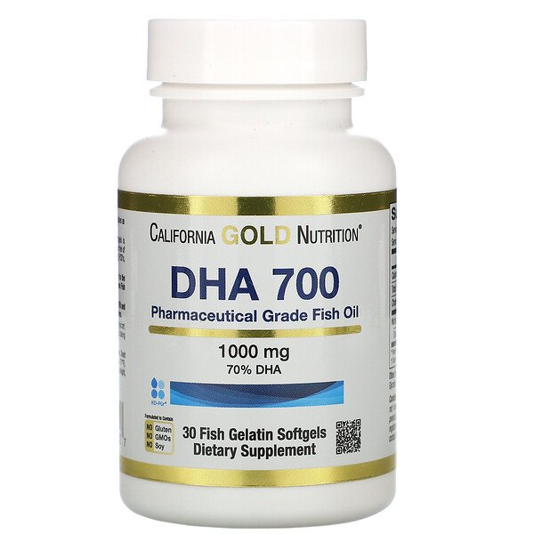California Gold Nutrition, DHA 700, рыбий жир фармацевтического качества, 1000 мг, 30 рыбно-желатиновых капсул