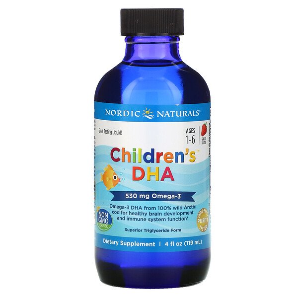 Nordic Naturals Toddlers DHA, 1-6 лет, клубника, 530 мг, 4 жидких унции (119 мл)