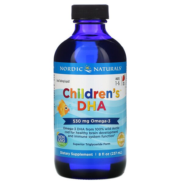 Nordic Naturals Toddlers DHA, 1-6 лет, клубника, 530 мг, 8 жидких унций (237 мл)