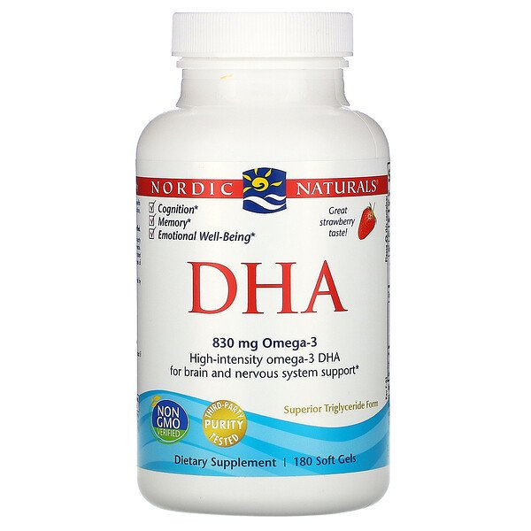 Nordic Naturals, DHA, клубничный вкус, 415 мг, 180 мягких таблеток
