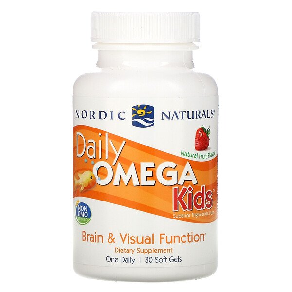 Nordic Naturals, Kids Omega, Daily, со вкусом натуральных фруктов, 500 мг, 30 капсул