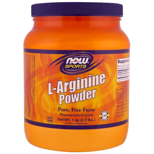 Now Foods, Athletic, порошок L-аргинина, 2,2 фунта (1 кг)
